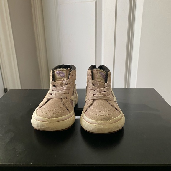 Toddler 4 Vans high top purple suede with purple cheetah print - Picture 5 of 11